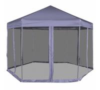 Homelen - Gazebo hexagonal desplegable con 6 paredes laterales de malla, color azul oscuro, 3,6 x 3,1 m, resistente al agua, para exteriores, para bodas, fiestas, canopy de acero recubierto de polvo
