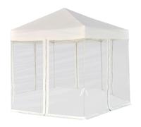 Homelen - Gazebo hexagonal desplegable con 6 paredes laterales de malla, color crema, 3,6 x 3,1 m, resistente al agua, para fiestas, bodas, barbacoas, festivales, patio trasero