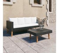 HOMELEN Juego de 2 muebles de jardín con cojines de polirratán negro, juego de muebles de jardín, muebles de balcón, juegos de entretenimiento, balcón, sofá, salón, adecuado para jardines y terrazas