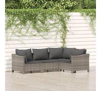 HOMELEN Juego de 4 muebles de jardín con cojines de poliratán gris, juego de muebles de jardín, juego de muebles de jardín, juegos de entretenimiento, salón, balcón, sofá, salón, adecuado para
