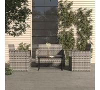 HOMELEN Juego de 4 muebles de jardín con cojines de polirratán gris, juego de muebles de jardín, muebles de balcón, juegos de entretenimiento, salón, balcón, sofá, salón, adecuado para jardines