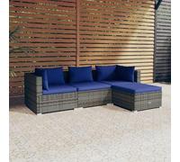 HOMELEN Juego de 4 muebles de jardín con cojines de polirratán gris, juego de muebles de jardín, muebles de balcón, juegos de entretenimiento, salón, balcón, sofá, salón, adecuado para jardines
