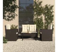 HOMELEN Juego de 4 muebles de jardín con cojines de polirratán negro, juego de muebles de jardín, muebles de balcón, juegos de entretenimiento, balcón, sofá, salón, adecuado para jardines y terrazas