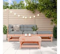 HOMELEN Juego de 4 muebles de jardín de madera maciza Douglas, juego de muebles de jardín, muebles de balcón, juegos de entretenimiento, salón, balcón, sofá, salón, adecuado para jardines, terrazas