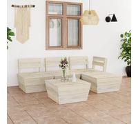 HOMELEN Juego de 5 paletas de jardín de madera de abeto impregnada, juego de salón de jardín, muebles de balcón, juegos de entretenimiento, balcón, sofá, salón, adecuado para jardines y terrazas