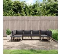 HOMELEN Juego de 6 muebles de jardín con cojines antracita de poliratán, juego de muebles de jardín, juego de muebles de jardín, juegos de entretenimiento, balcón, sofá, salón, adecuado para jardines