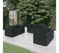 HOMELEN Juego de 6 muebles de jardín con cojines de polirratán negro, juego de muebles de jardín, muebles de balcón, juegos de entretenimiento, balcón, sofá, salón, adecuado para jardines y terrazas