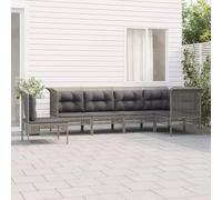 HOMELEN Juego de 6 muebles de jardín con cojines de ratán gris de polirratán, juego de muebles de jardín, juego de muebles de jardín, juegos de entretenimiento, salón, balcón, sofá, salón, adecuado