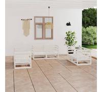 HOMELEN Juego de 6 muebles de jardín de madera maciza de pino, color blanco, juego de muebles de jardín, muebles de balcón, juegos de entretenimiento, salón, balcón, sofá, salón, adecuado para