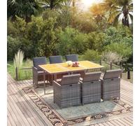 HOMELEN Juego de 7 muebles de jardín con cojín de poliratán gris, juego de muebles de jardín, muebles de jardín, juegos de entretenimiento, salón, balcón, sofá, salón, adecuado para jardines, terrazas