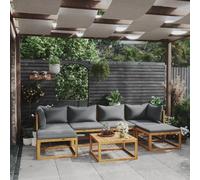 HOMELEN Juego de 7 muebles de jardín con cojines de madera maciza de acacia, juego de sofá de jardín, muebles de balcón, juegos de entretenimiento, balcón, sofá, salón, adecuado para jardines y