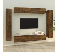 HOMELEN Juego de 8 muebles para TV, roble ahumado, material de madera, para TV, estilo escandinavo, mueble para TV, salón, mueble de TV, armario para salón, dormitorio
