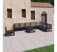 HOMELEN Juego de 9 muebles de jardín de madera maciza de pino, color negro, juego de muebles de jardín, muebles de jardín, juegos de entretenimiento, salón, balcón, sofá, salón, adecuado para jardines