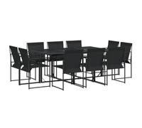 Homelen - Juego de comedor de jardín de 11 piezas, color negro, resistente a la intemperie, para terraza, jardín, cenador, mesa con cristal templado y sillas de ratán sintético, carga máxima de 110 kg