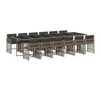 Homelen - Juego de muebles de jardín de 13 piezas con cojines de poliratán gris resistente a la intemperie, muebles de jardín para terraza, jardín, patio trasero, apilables, cómodas sillas tapizadas