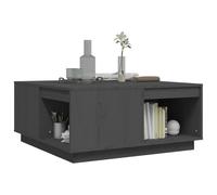 HOMELEN Mesa auxiliar de madera maciza de pino gris con espacio de almacenamiento, 80 x 81 x 36,5 cm, mesa de salón, mesa de sofá para bebidas, aperitivos, decoración, diseño elegante, construcción