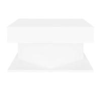 HOMELEN Mesa de centro blanca de 57 x 57 x 30 cm, mesa auxiliar de madera con tablero robusto para bebidas, aperitivos, libros, decoración, ideal para noches acogedoras y entretenimiento