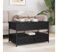 HOMELEN Mesa de centro con aspecto de roble negro con 2 cajones y estante, 85 x 50 x 50 cm, duradera, moderna, para el salón y el entretenimiento, mesas y mesas de café