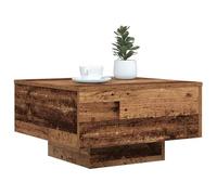 HOMELEN Mesa de centro con iluminación de madera envejecida, 55 x 55 x 31 cm, para salón, mesa auxiliar con iluminación moderna para un ambiente acogedor en interiores, mesas y mesas de café
