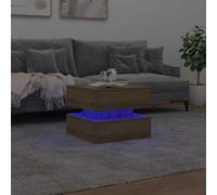 HOMELEN Mesa de centro con luces RGB de madera de roble Artisan, 50 x 50 x 40 cm, moderna mesa de salón con conexión para un diseño interior elegante, mesas y mesas de café