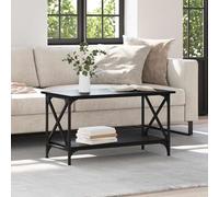 HOMELEN Mesa de centro de color negro con aspecto de roble, mesa auxiliar moderna con estante, material de madera, 80 x 45 x 45,5 cm, perfecta para salón, salón y entretenimiento, mesas y mesas de