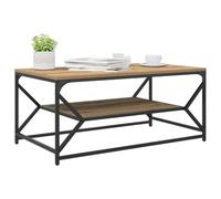 HOMELEN Mesa de centro de madera de roble Artisan, 90 x 50 x 40 cm, con estructura de acero y estante, moderna mesa de salón de madera de ingeniería, para salón y entretenimiento, mesas y mesas de