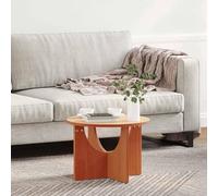 HOMELEN Mesa de centro de madera maciza de pino, rústica, para salón, 50 x 50 x 35 cm, color marrón cera, llama la atención natural, con espacio para bebidas, libros, decoración, fácil montaje y