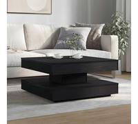 HOMELEN Mesa de centro giratoria 360 grados con espacio de almacenamiento, de madera negra, 70 x 70 x 34,5 cm, mesa de salón con tablero giratorio para salón moderno, mesas y mesas de café