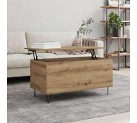 HOMELEN Mesa de centro industrial con tapa plegable, roble Artisan, madera de 90 x 44,5 x 45 cm, con compartimento de almacenamiento para salas de estar modernas, mesas y mesas de café