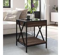 HOMELEN Mesa de centro Infinity con iluminación RGB marrón aspecto roble madera 40 x 40 x 49 cm salón mesa de café con conexión para ambiente moderno, mesas y mesas de café