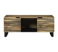 HOMELEN Mesa de centro marrón y negro, 100 x 54 x 40 cm, madera maciza de acacia para decoración de interiores, mesa auxiliar moderna con alta capacidad de carga de hasta 75 kg, mesas y mesas de café