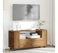 HOMELEN Mueble de TV con ruedas de roble Artisan, 102 x 34,5 x 43 cm, material de madera, mueble para TV, mueble de TV, mueble de salón, mesa de televisión, armario para sala de estar, dormitorio