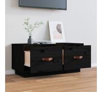 HOMELEN Mueble de TV negro 80 x 34 x 35 cm madera maciza de pino, mueble para TV, estilo escandinavo, mueble de TV, mueble para sala de estar, armario de televisión, armario para sala de estar