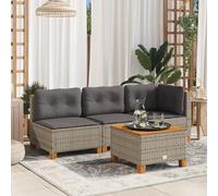 HOMELEN Sofá de esquina de jardín con cojín gris de poliratán, juego de salón de jardín, juego de muebles de balcón, juegos de entretenimiento, salón, balcón, sofá, salón, adecuado para jardines