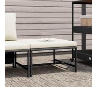 HOMELEN Taburete modular con cojín de poliratán negro, juego de salón de jardín, juego de muebles de balcón, juegos de entretenimiento, salón, balcón, sofá, salón, adecuado para jardines, terrazas