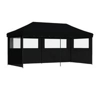Homelen - Tienda de campaña plegable con 3 paneles laterales, color negro, 580 x 292 x 315 cm, tela Oxford, revestimiento de PVC, marco de acero con ventanas para fiestas