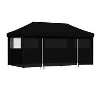 Homelen - Tienda de campaña plegable con 4 paneles laterales, color negro, 580 x 292 x 315 cm, tela Oxford, revestimiento de PVC, marco de acero con ventanas para eventos al aire libre