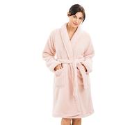 HOMELEVEL Bata de invierno mujer - Albornoz polar de poliéster con cinturón - Batín largo extrasuave y caliente para casa - Lavable a máquina