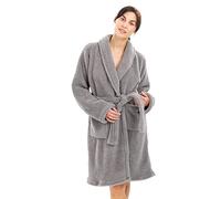 HOMELEVEL Bata de invierno mujer - Albornoz polar de poliéster con cinturón - Batín largo extrasuave y caliente para casa - Lavable a máquina