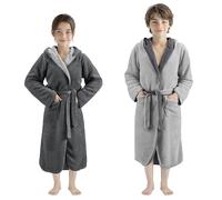 HOMELEVEL Bata de invierno para niños - Albornoz polar reversible para niño y niña - Batín extrasuave y caliente para casa - Lavable a máquina