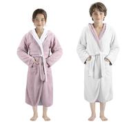 HOMELEVEL Bata de invierno para niños - Albornoz polar reversible para niño y niña - Batín extrasuave y caliente para casa - Lavable a máquina