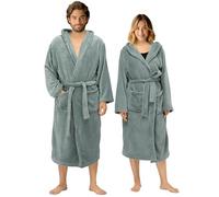 HOMELEVEL Bata Unisex Oversize - Batín suave para hombre y mujer - Albornoz Suave con Capucha Bolsillos y Cinturón - Para casa invierno - Albornoz Oversize Talla XXL - Bata Verde