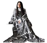 HOMELEVEL Jemidi Manta con Mangas integradas, de Microfibra Totalmente Forrada con Tejido de poliéster Suave Sherpa, Manta XL para sofá, 200 x 150 cm con Mangas, Gris Oscuro Noruego/Sherpa