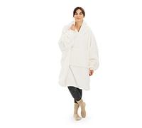 HOMELEVEL Manta Sudadera Crema XL - Sherpa Hoodie Manta de Poncho Unisex con Bolsillos, Capucha y Manga Larga - Lavable, Cálida y Extragrande