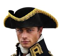 HOMELEX Sombrero de pirata para mujeres y hombres, tricornio colonial, Halloween, accesorio de disfraz de guerra revolucionaria para adultos, Dorado-1, 60 cm