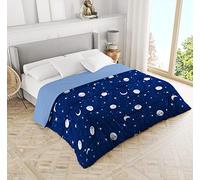 HomeLife - Edredón de invierno de una plaza - Made in Italy - Medidas 180 x 250 cm - Reversible - Ideal para Otoño/Invierno - Cálido edredón invernal acolchado - Hipoalergénico - Fantasía de estrellas y planetas