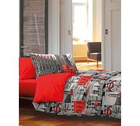 HomeLife Edredón nórdico 90 cm Fabricado en Italia - Edredón Reversible para otoño e Invierno - Edredón hipoalergénico, cálido y Acolchado - Colcha Estampada con imágenes de Londres - 180 x 250 cm