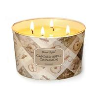 HomeLights Vela en frasco grande | Velas aromáticas de larga duración de 4 mechas, vela de cera de soja natural de 18oz con regalos rústicos y modernos manzana confitada y canela