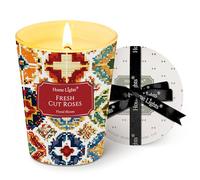 HomeLights Vela en frasco grande | Velas perfumadas de larga duración de 1 mecha, 6.7oz cera de soja natural para el hogar, regalos de texturas naturales bohemias, rosas recién cortadas