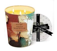 HomeLights Velas de 3 mechas para el hogar perfumadas Vela de mezcla de cera de soja de 34oz, fragancia duradera, decoración industrial chic del hogar, Madera Chimenea y Brillo